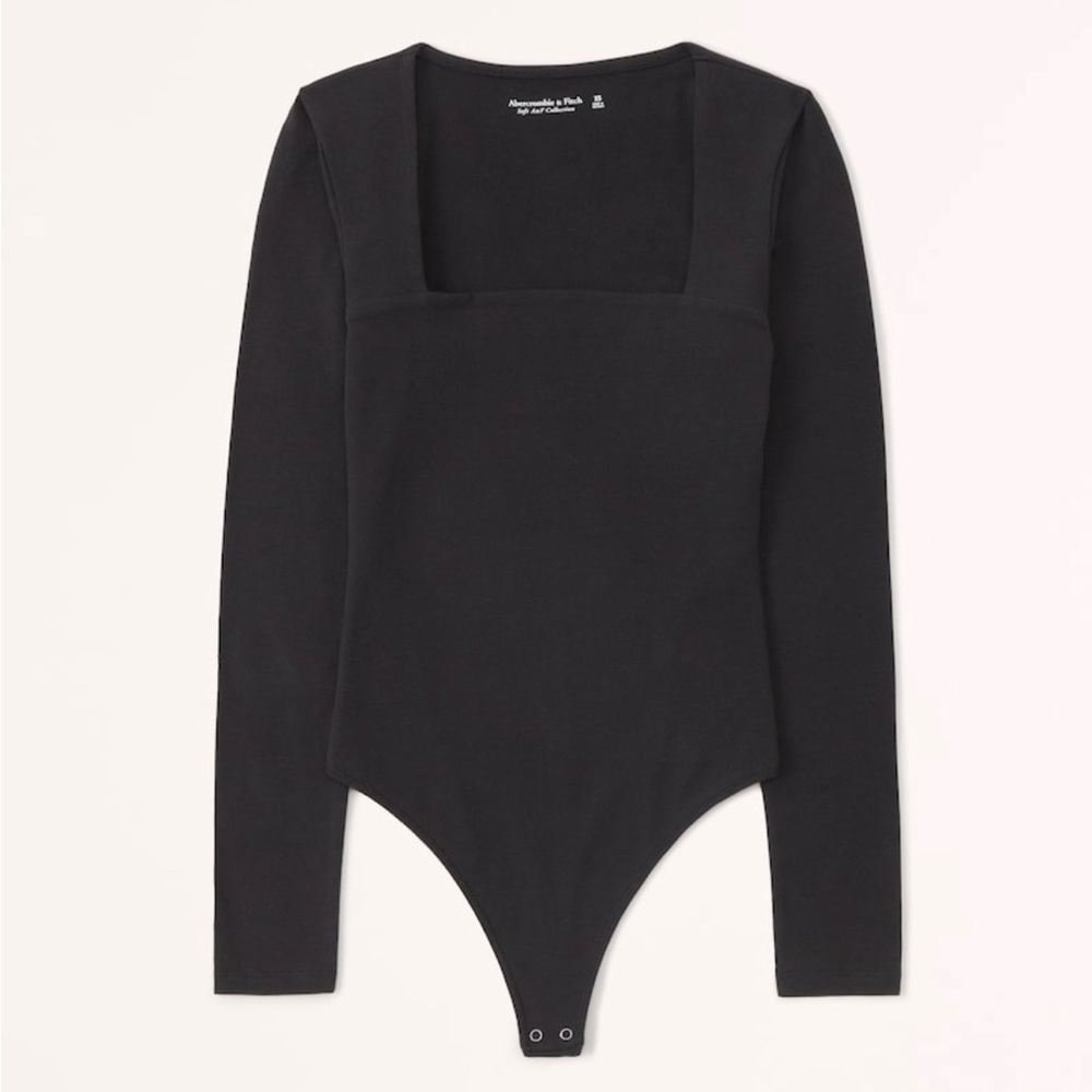 Abercrombie Long-Sleeve Cotton Seamless Fabric Squareneck Bodysuit NWOT